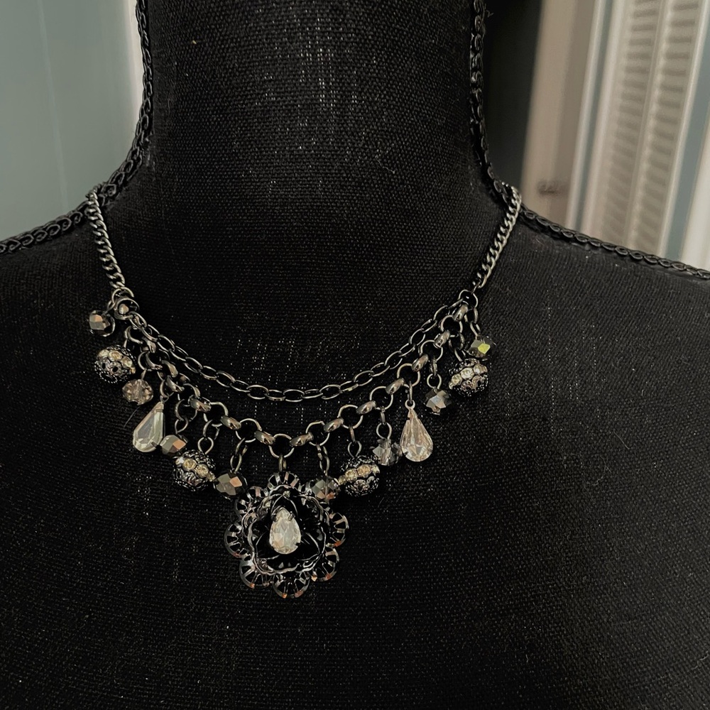 Simply Vera Vera Wang Black and Silver Statement Necklace